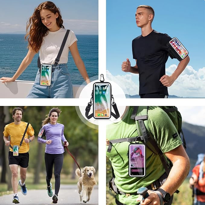 Phone Holder for Running Armband, Cell Phone Purse Small Crossbody Bags for Women Men Kids,3 in 1 Phone Sports Armband Sleeve Fit iPhone,Galaxy,Smartphones Hiking,Walking,Workout,Exercise,Gym
