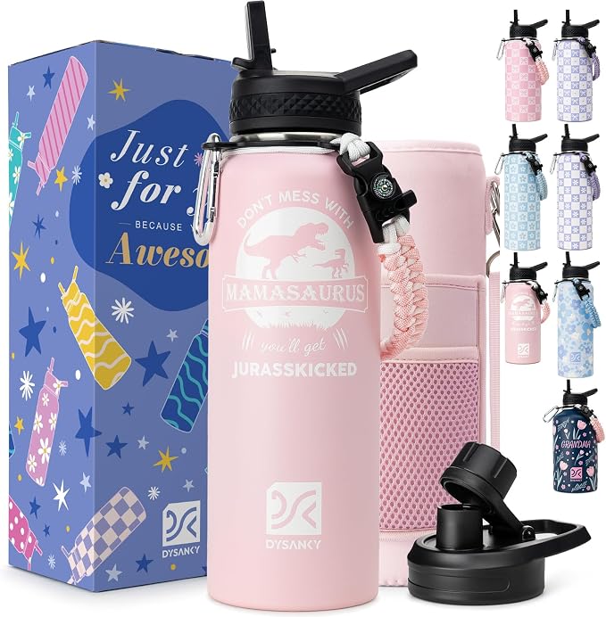 DYSANKY Mother's Water Bottle Gift– Insulated Stainless Steel Bottle with Carrier Bag, Strap & Gift Box – BPA-Free – Ideal for Hiking, Camping & Travel 40 oz