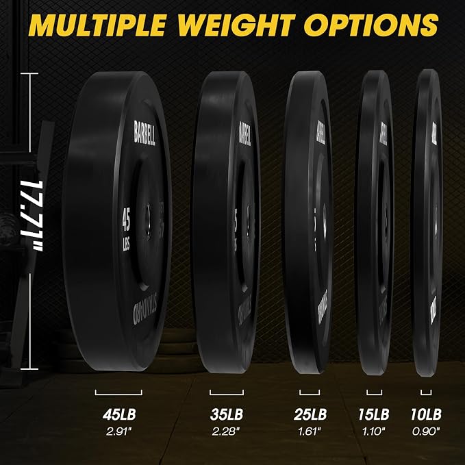 Mikolo Olympic Weight Plates, 2-Inch Rubber Weight Plates with Steel Insert, Bumper Plates for Strength Training, Weight Plate