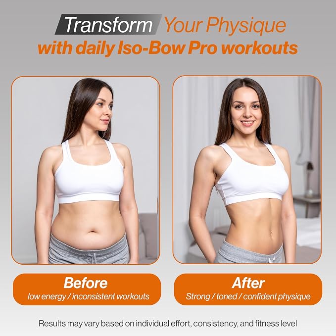Bullworker ISO BOW Pro Isometric Exercise Equipment & Self Resistance Workout Straps - Stretching Strap with Handles, Portable Workout Equipment for Yoga, Pilates & Strength Training, Chest, Back, and Arms Workout Home Gym