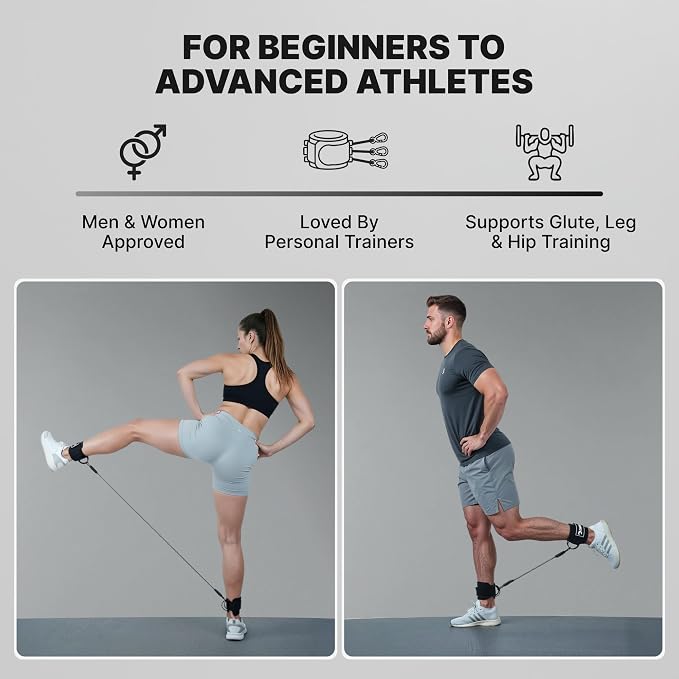DMoose Ankle Strap for Cable Machine - One Size Fit with Premium Padding, Workout Kickback Ankle Cuffs, Ankle Bands for Working Out, Booty Workouts, Leg Extension, Hip Abductors & Lower Body Exercises