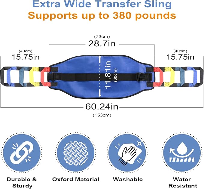 Transfer Sling, Transfer Belt for Elderly, Gait Belts for Seniors | Heavy Duty Patient Lift Belt,Mobility Standing&Lifting Aid for Disabled,Elderly,Injured-Safely Move from Bed and Wheelchair