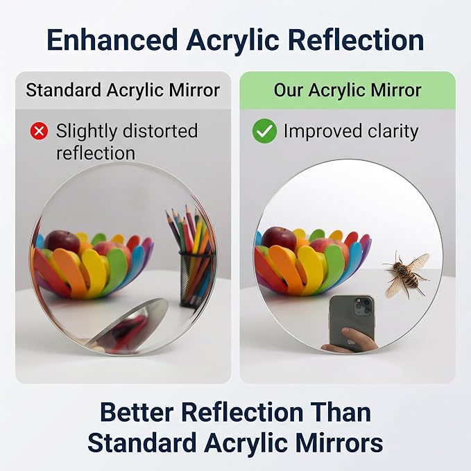 7" Magnetic Locker Mirror, Round Acrylic Mirror with Adhesive Magnetic Backing, Shatter-Resistant Lightweight Design, Portable Mirror for Dorm, Gym Locker, Office Cabinet, Travel