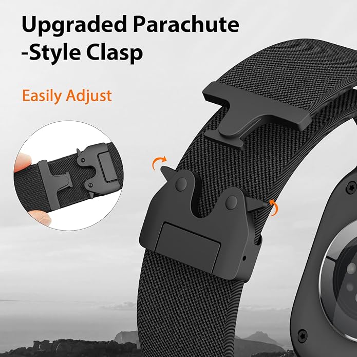 Elastic Sport Band for Apple Watch Ultra 3/2/1 Bands 49mm 46mm 45mm 44mm 42mm 41mm 40mm 38mm Men Women, Adjustable Parachute Buckle Nylon Fabric Wristband for iWatch Series 11 10 SE 9 8 7 6 5 4 3