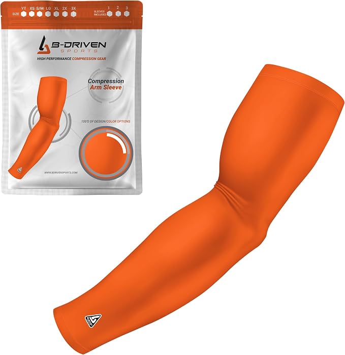 Pro-Fit Compression Arm Sleeve for Men, Women & Youth, Volleyball Baseball Basketball Weightlifting - Single
