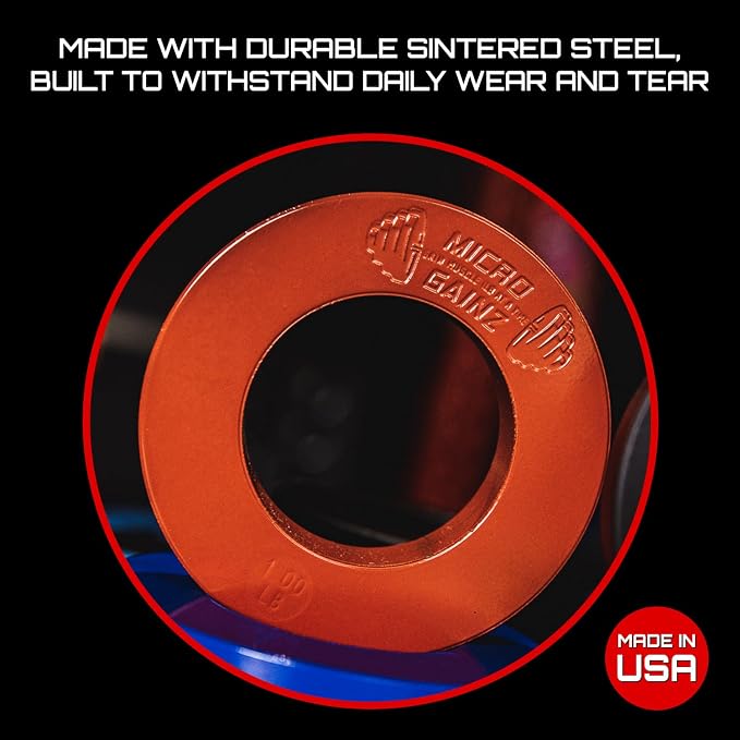 Micro Gainz Calibrated Fractional Weight Plate Set of 2 Plates, Choose Set (.25LB-1.25LB), Designed for Olympic Barbells for Strength Training & Micro Loading Bar Weights, Made in USA