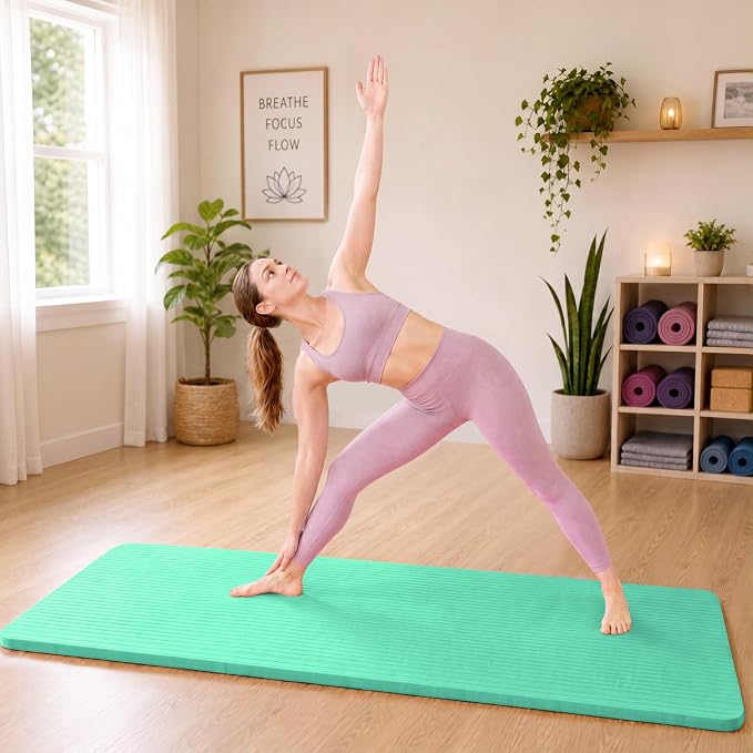 HULKFIT High Density Non Slip Yoga Mat, Extra Thick Exercise Mat with Carrying Strap, for Pilates, Fitness, Home Gym & Floor Workouts - Multiple Thickness & Multiple Color