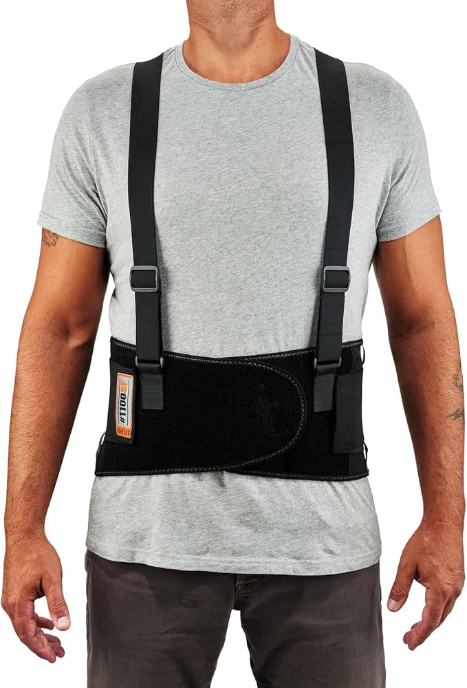 Ergodyne ProFlex 1100SF Back Support Brace, 8" Spandex Belt, Patented Stays Provide Added Support, Small