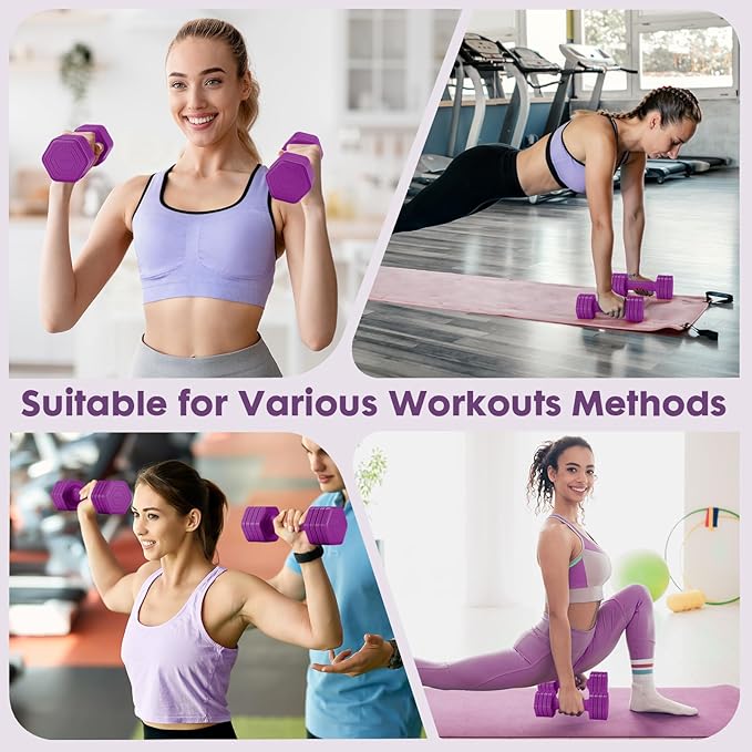 EQUIPRO Adjustable Dumbbell Set, 4 in 1 Free Weights Dumbbells Set for Women, Weights for Women at Home, 2lb 3lb 4lb 5lb with TPU Soft Rubber Handle for Home Gym Exercise Training