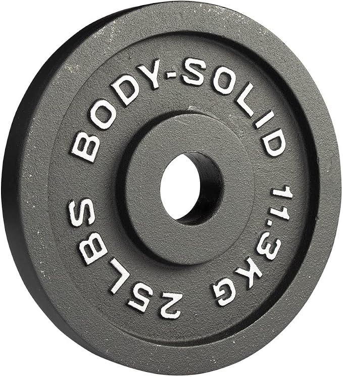 Body-Solid Cast Iron Olympic Single Weight Plate - Free Weights, Dumbbell Plates, 2 Inch Standard Hole for Barbell