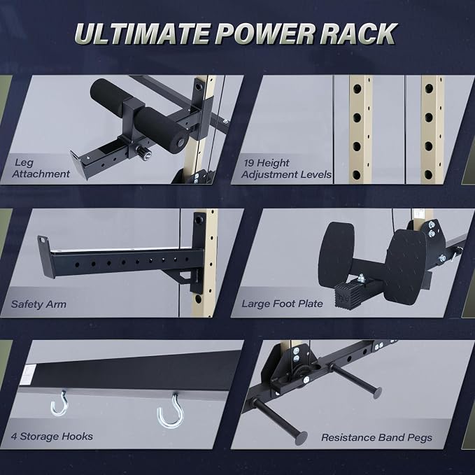 MAJOR FITNESS Drone3 Power Rack, 2500lbs Multi-Function Home Gym Squat Rack with Dual Pulley System, Pull-Up Bar & J-Hooks, Heavy-Duty Steel Frame for Maximum Stability & Strength Training