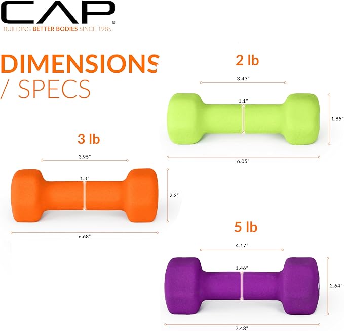 CAP Barbell Neoprene Dumbbell Weights Pairs & Sets | Color Series