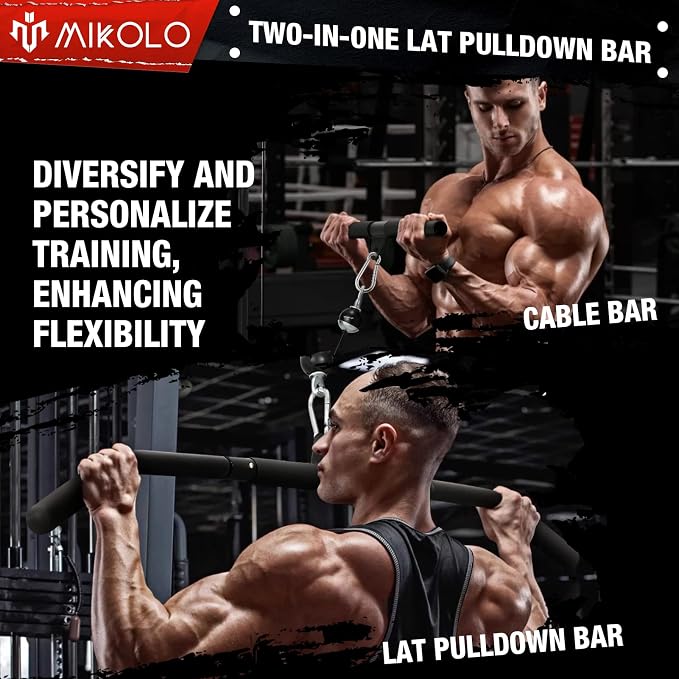 Mikolo Upgraded Weight Lift Pulley System - LAT Pulley Attachments with Adjustable Length Cable for Full Body Training, Home Gym Set