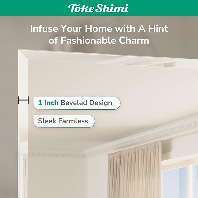 48x24 Beveled Frameless Bathroom Mirror Decorative, Bathroom Vanity Mirrored with 1" Beveled Edge, Shatterproof Modern Frameless Mirror Rectangle for Living Room, Entryway, Restroom