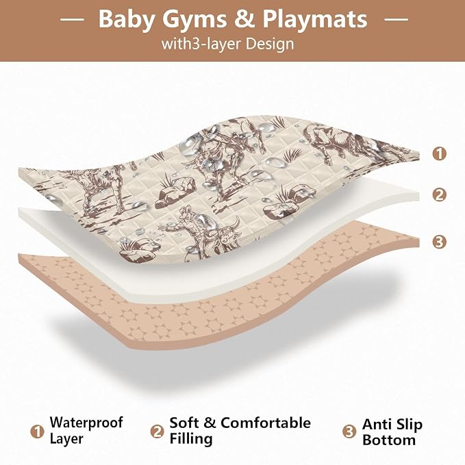 Baby Play Mat Western Cowboy Horse 50" X 50" Play Gym Crawling Mat Soft Non-Slip Portable Picnic Floor Mat for Infant, Babies, Toddler, Kids
