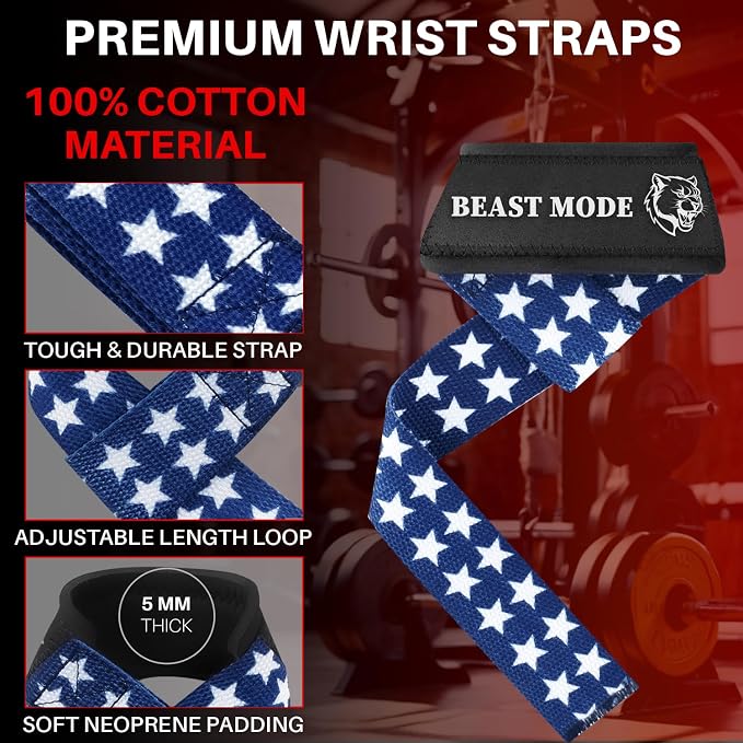 TECEUM Neoprene Padded Cotton Lifting Straps for Weightlifting, 1 Pair