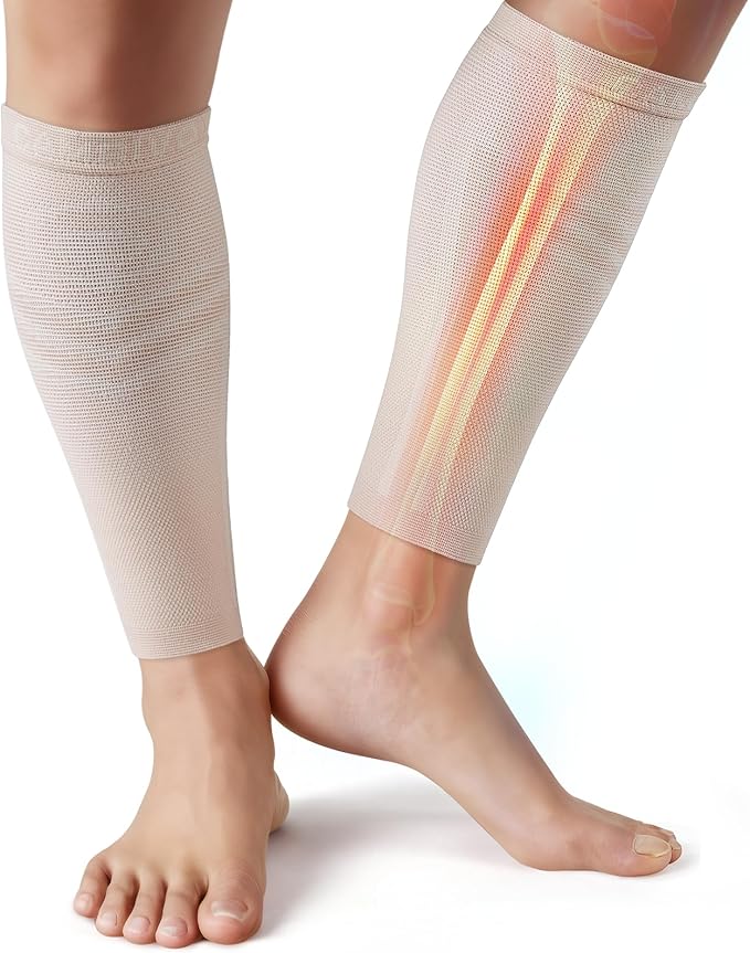 CAMBIVO Calf Compression Sleeve for Men Women Footless | Graduated Compression, Shin Splint Relief, Moisture Wicking, Running Standing Travel, 4D Knit Anti-Slip, Varicose Veins