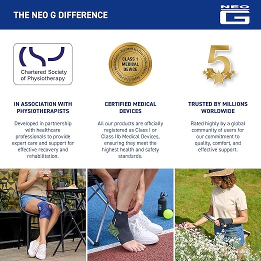 Neo-G Ankle Compression Sleeve Sports – Active – Ankle Compression Sleeve for Running - Lightweight, Elastic, Helps with Strains, Weak Ankles, Injury Recovery, Ankle Swelling Relief - XL