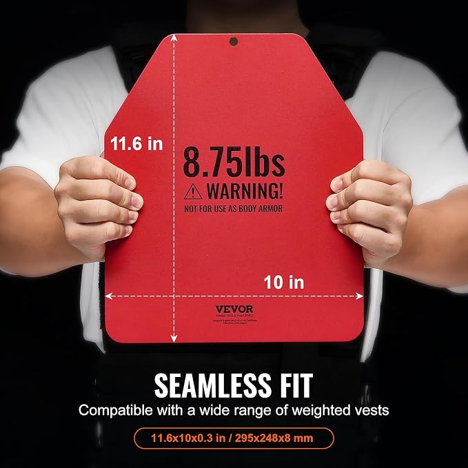 VEVOR Weight Vest Plates, 5.75/8.75/14.5/19.75 LB Pairs, Premium Steel Weighted plates, Additional Weight for Weight Vests, for Strength Training, Running, Fitness, Heavy Workouts