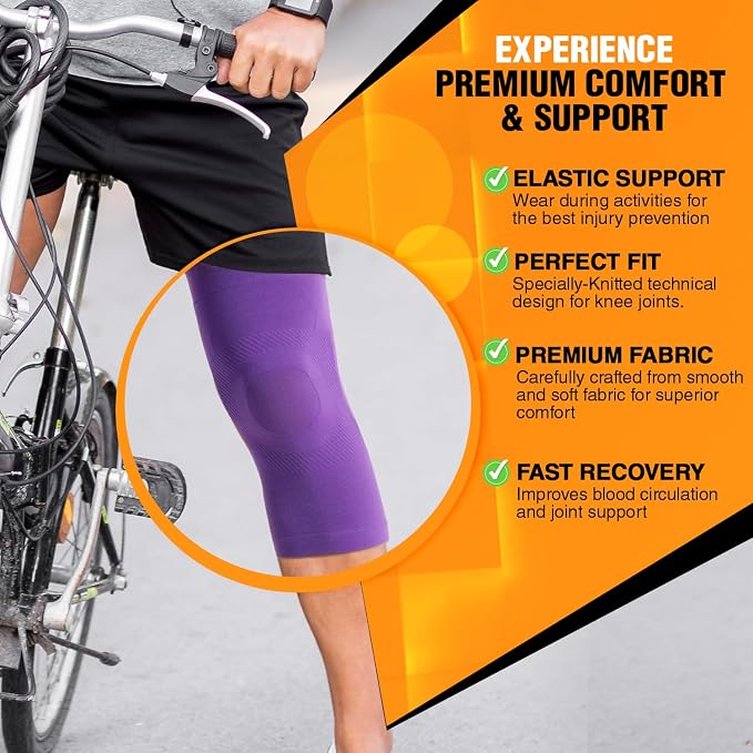 Doc Miller Knee Compression Sleeve Brace for Men & Women | Pair, Best Support for Workout, Running, ACL, Arthritis Pain Relief