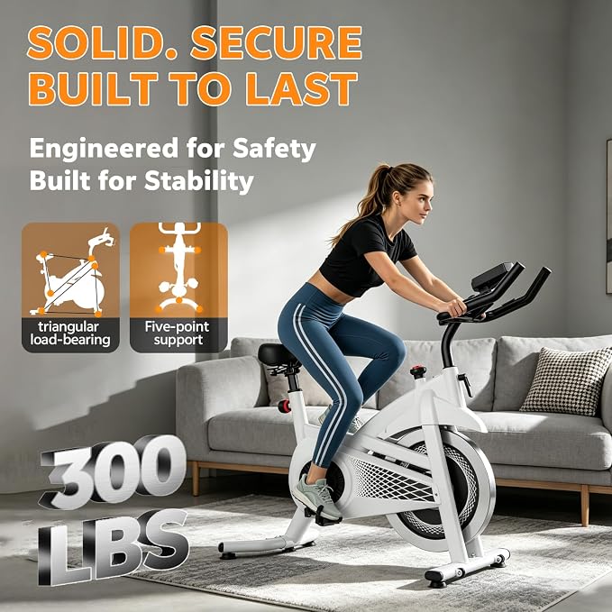 Exercise Bike Stationary Bike Indoor Cycling Bicycle for Home Gym Spinning Bike 300 lbs Weight Capacity Adjustable Seat/Handlebar for Office Cardio Workout