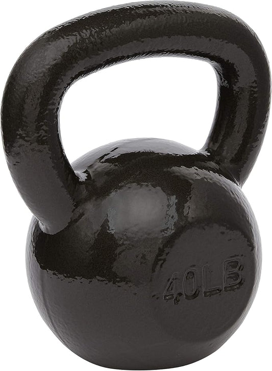 Amazon Basics Cast Iron Kettlebell for Strength Training, Textured Wide Handle, Black