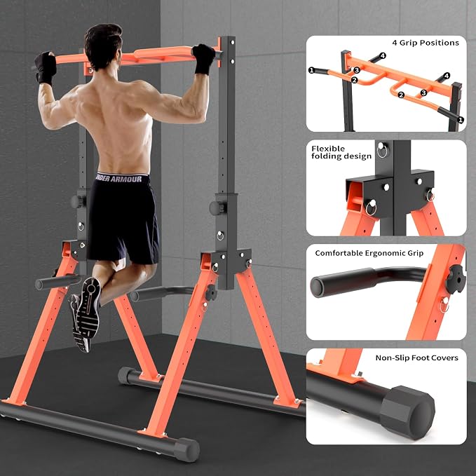 Z ZHICHI Foldable Pull-Up Dip Station Weight Capacity 400LBS