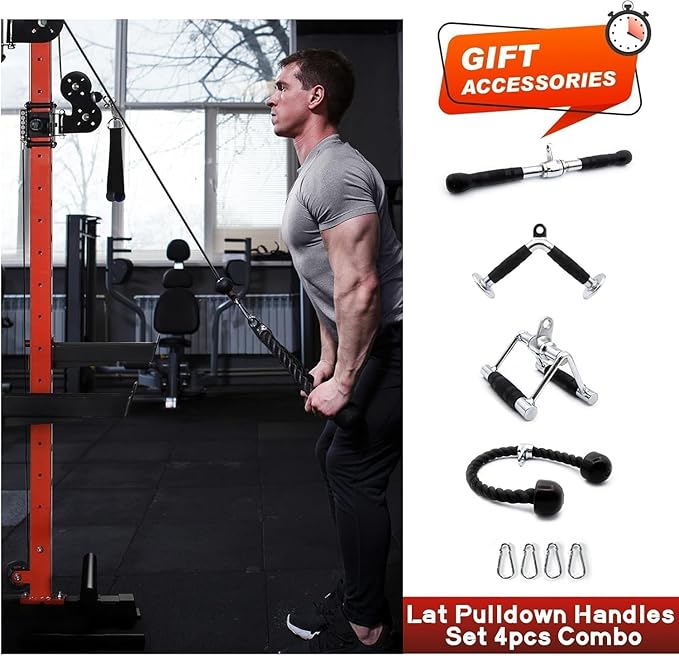 RitFit PPC-P3 Power Cage with Cable Crossover System, 1200LB Capacity | LAT Pulldown & Cable Crossover System with Bumper Plate Set, Olympic Barbell, Bench