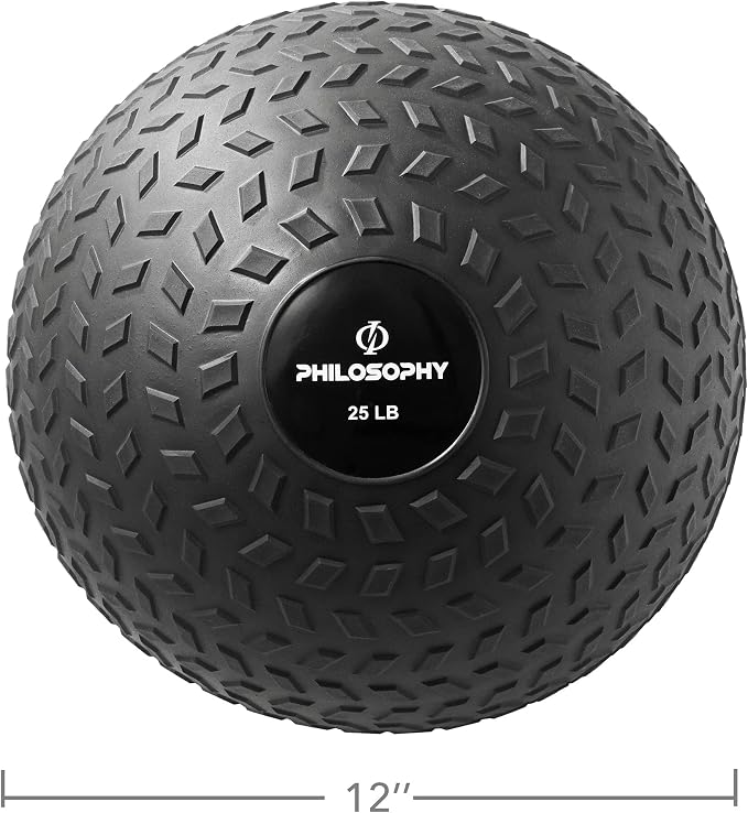 Philosophy Gym Slam Ball - Weighted Fitness Medicine Ball with Easy Grip Tread