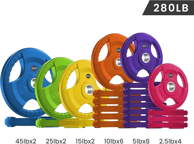 SPART 2-Inch Color Rubber Coated Olympic Grip Plate in Pairs or Single for Strength Training, Weightlifting and Bodybuilding, Solid Cast Iron Weight Plates for Barbell, 2.5LB/5LB/10LB/25LB/35LB/45LB, Two Years Warranty