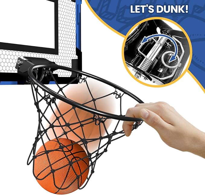 QDRAGON Mini Basketball Hoop | Over The Door Indoor, with 3 Balls/Inflator/Breakaway Rim, Basketball Toy Gifts for Kids and Adults, Suit for Bedroom/Office