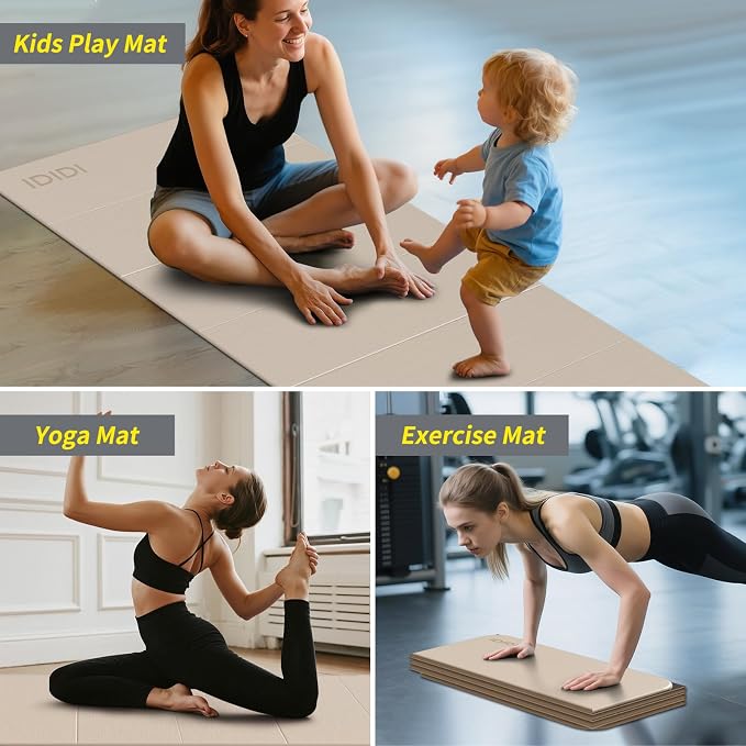 Foldable Yoga Mat Extra Large 74"×31.5" | Double-Sided Non-Slip,Extra Wide Foldable Design,8mm Extra Thick,Exercise Mat for Home, Studio and Travel Use