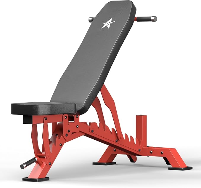Weight Bench, Adjustable Workout Bench for Home Gym Full Body Workout, 1300LBS Weight Capacity Bench Press, Flat/Incline Bench with 33" Extra-Long Backrest & Wheels