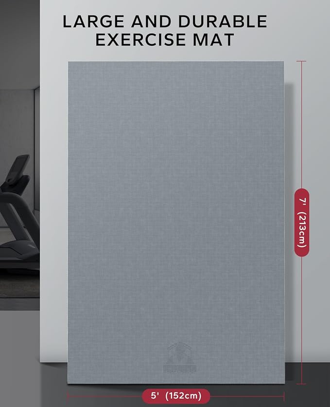 HAPBEAR Large Exercise Mat-6'x4'/7'x5'/6'x8'/6'x9'/6'x10'/6'x12'x 1/3"(8mm) | Non-Slip, Ultra Durable, Thick Workout Mat for Home Gym Flooring, Cardio, Yoga & Fitness; High-Density, Shoes-Friendly