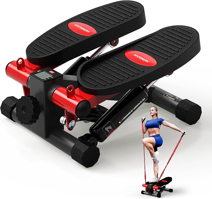 HARISON Mini Stepper with LCD Monitor, 330 LB Capacity for Home Cardio | Compact Stair Training Machine With Quiet Hydraulic Resistance, Portable Design For Under Desk Workouts & Small Spaces