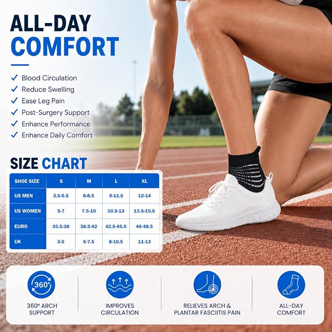 IRAMY Compression Ankle Support Socks Women Wicking Cushioned Athletic Plantar Fasciitis Relief 3/4/6 Pairs