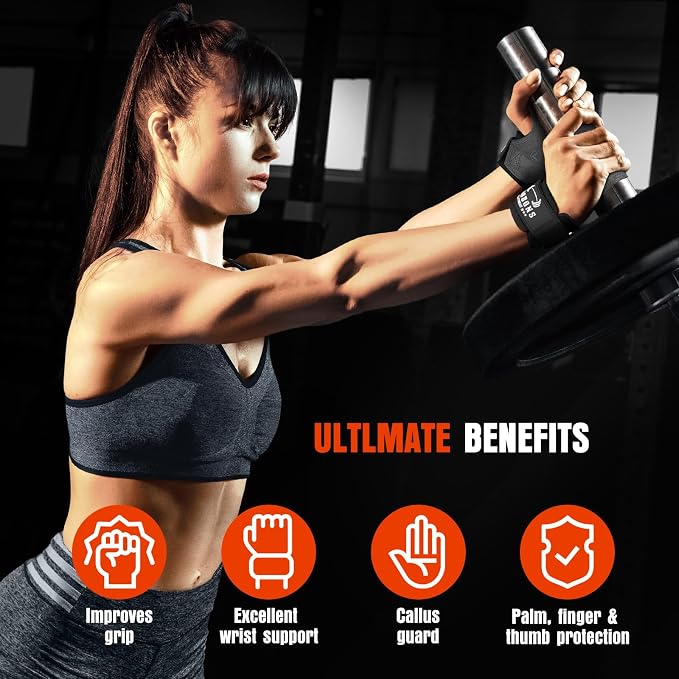 Weight Lifting Wrist Straps, Gym Straps Weight Lifting for Deadlift and Powerlifting, Double Layer Leather Wrist Wraps with Padded Cushion Wrist Loop, Weightlifting Grips for Men and Women