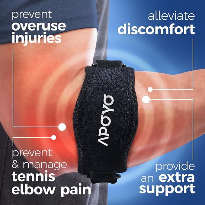 APOYO Tennis Elbow Strap for Women & Men, Workout and Everyday Use | Elbow Compression Sleeve for Arthritis, Tendonitis, Tennis Elbow & Golfers Elbow, Reduce Joint Pain During Fitness Activity
