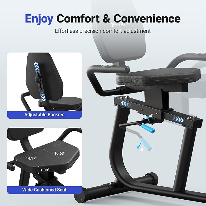 MERACH Recumbent Exercise Bikes for Home with Smart Bluetooth Equipment App | LCD, Heart Rate Handle Stationary Bikes for Home, Magnetic Recumbent Exercise Bike for Seniors Gym S08/S23