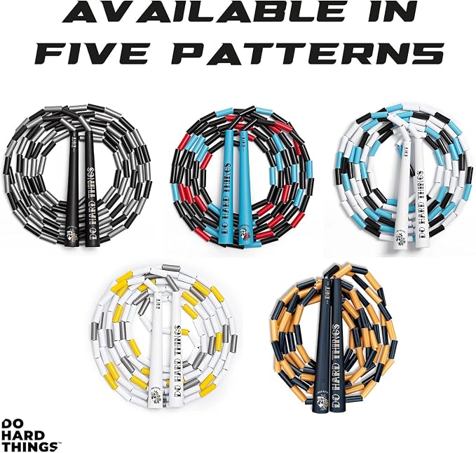 Elite Jumps Edge Beaded Adjustable Jump Rope, Do Hard Things | Tangle-free 1-inch shatterproof beads. Long edge handles. Adjustable for all ages.