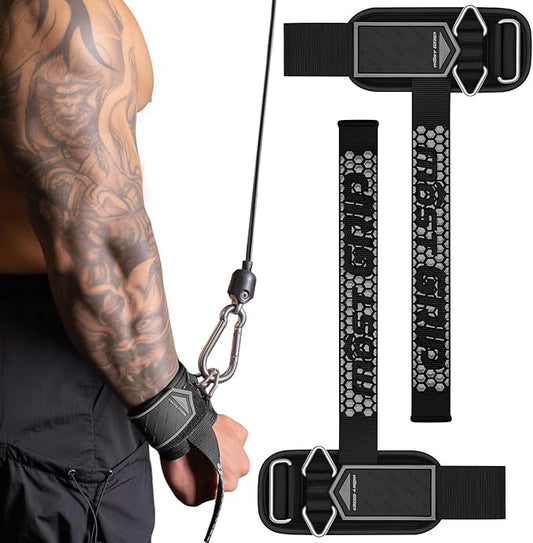 Drip Glue Non-Slip Wrist Straps for Weightlifting, 2-in-1 Lifting Straps with D Rings for Cable Machine Workout, 10mm Neoprene Padded Wrist Wraps for Weight Lifting Deadlift