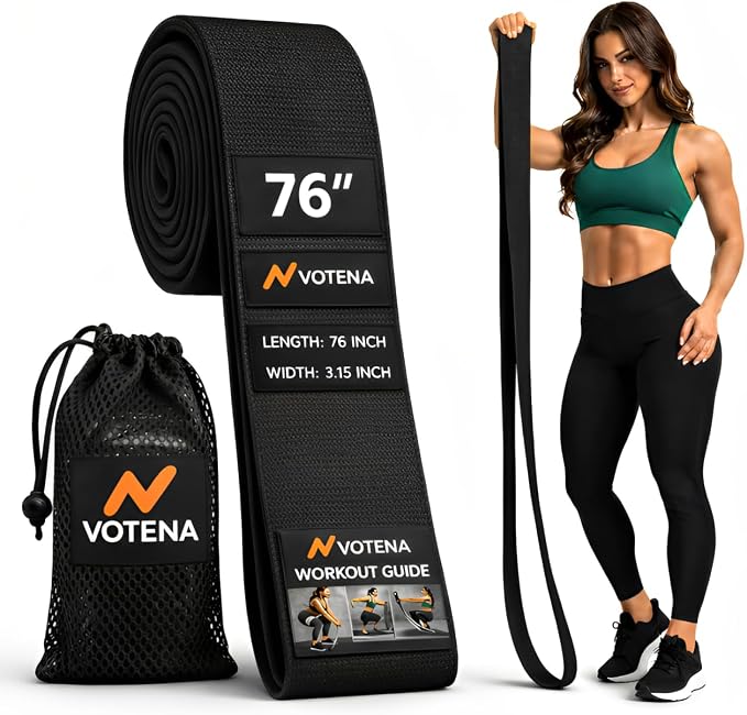 76 Inch Extended Length Resistance Bands - Heavy Duty Elastic Fabric & Natural Rubber Long Workout Loop for Pull Up Assist, Vertical Jump Training, Mobility & Full Body Fitness