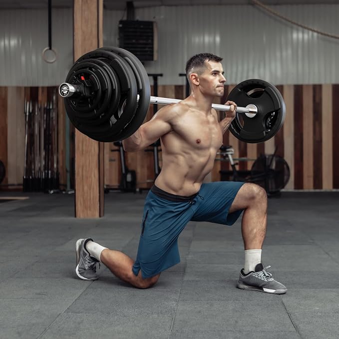 RitFit Barbell Weight Set - 4/6FT Olympic Barbell with Weight Plates (55-115LB Total) - Weightlifting Equipment for Squats, Curls, Deadlifts, Presses, Hip Thrusts