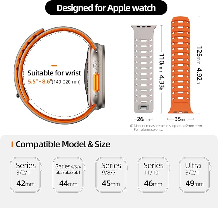 X-it Magnetic Watch Band for Apple Watch Ultra 49mm, 46mm/45mm/44mm, Silicone Sport Strap with Strong Magnet for Men and Women, Compatible with Apple Watch Series 11/10/9/8/7/6/5/4/3/2/1 and SE