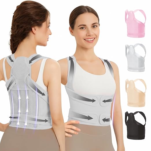 Posture Corrector for Women & Men, Adjustable Full Back Brace Support | Breathable Shoulder Straightener, Spine Support for Upper & Lower Back, Scoliosis & Hunchback Correction, Back Pain Relief