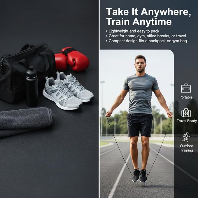 Jump Rope for Fitness, Adjustable Jump Rope for Men and Women, Exercise Rope for Adults, Cardio Training, Gym and Home Workouts