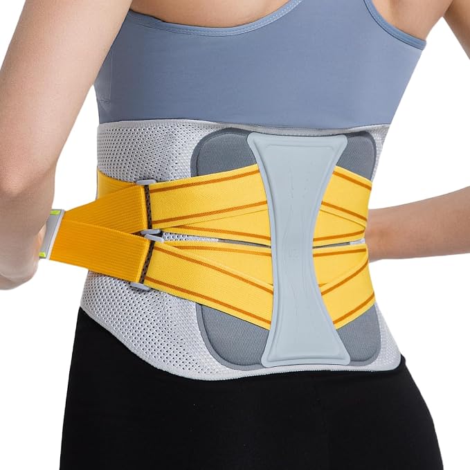 Back Brace for Lower Back Pain Relief, Adjustable Lumbar Support Belt with Steel Plates, Dual Compression, Breathable 3D Knit Fabric, Slim Waist Design for Work, Gym, Sciatica, Herniated Disc 2XL