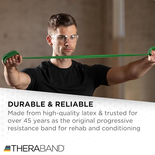 THERABAND Professional Resistance Band, Green Level 3 Heavy, 5 ft Exercise | Elastic resistance band for exercise, strength training, stretching and physical therapy - ideal for home workouts