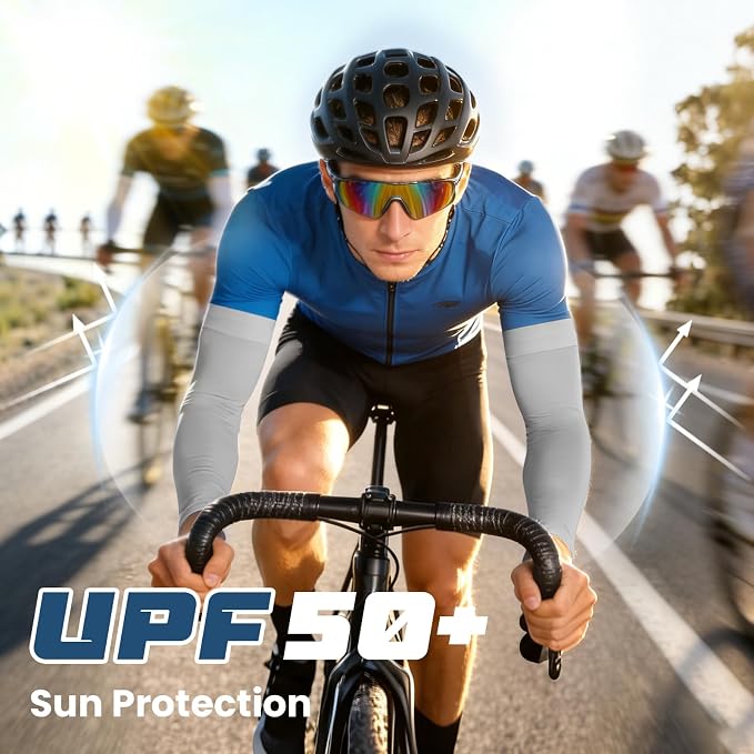 Mochabao 8 Pairs Soft Arm Sleeves, UV Sun Protection Cooling Compression Arm Covers for Outdoor Work, Sports, Men & Women