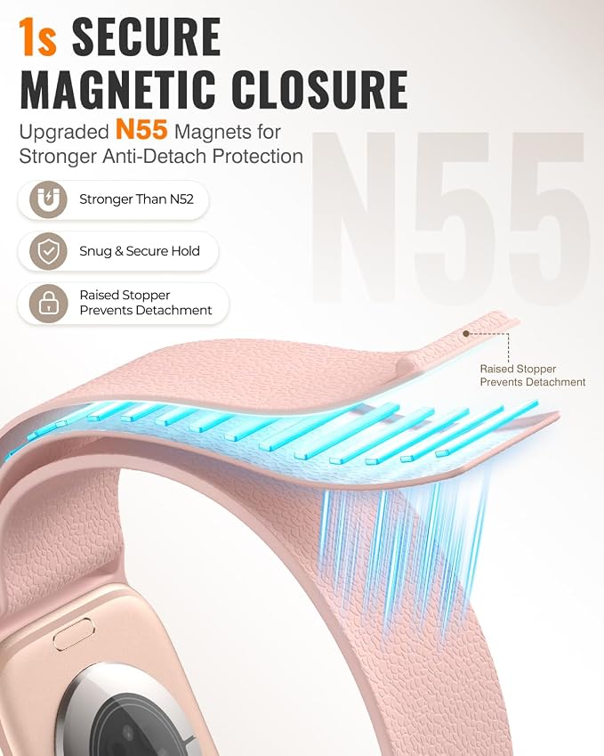 Magnetic Silicone Sport Band for Apple Watch 42mm 46mm 49mm 38mm 40mm 41mm 44mm 45mm Men Women, Patented Auto Lock Breathable Soft Loop for iWatch Ultra SE Series 11 10 9 8 7 6 5 4 3 2 1 All Day Comfort
